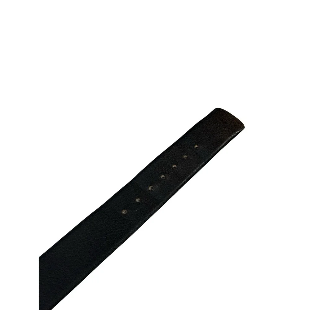 Custom Buffalo Black Leather Belt Size M 34-36 Silver Buckle